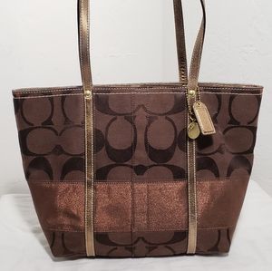 Brown/ Bronze Authentic Coach Signature Tote Bag